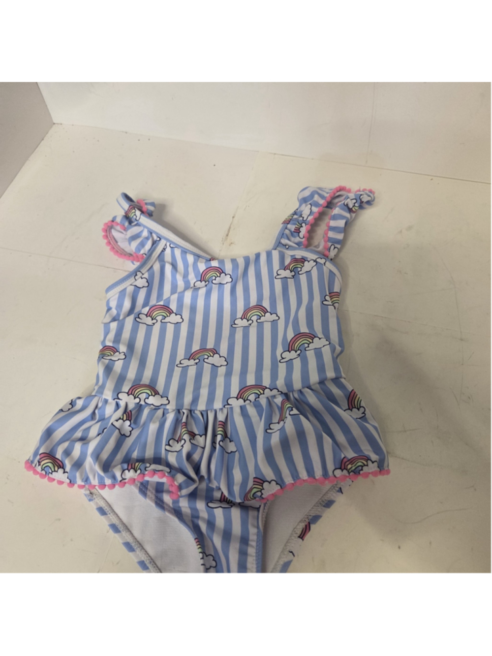 Baby Girl FreeStyle Revolution Rainbow Stripe Swimsuit 18 Months Blue White